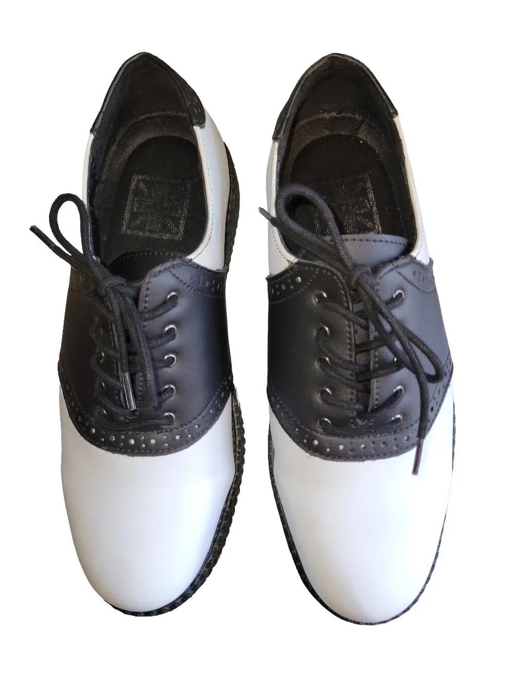 TUK Black & White Retro Saddle Oxford Low Creeper Shoes Sz W8 M6 Like New